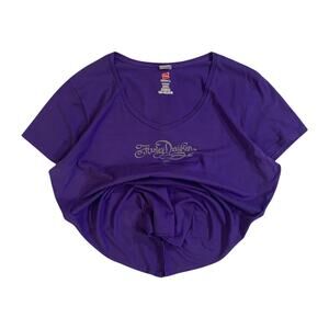 Vintage Harley Davidson Women's Y2K Short Sleeve V Neck T Shirt Purple XL‎